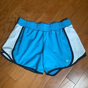 Old Navy Blue and White Athletic Shorts with Elastic Waistband
